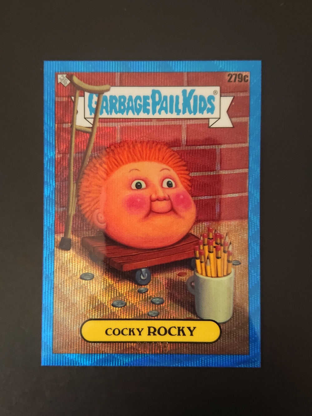 2024 Topps Garbage Pail Kids Chrome 7 - Cocky Rocky (279c) - Blue /75 C-Name SP